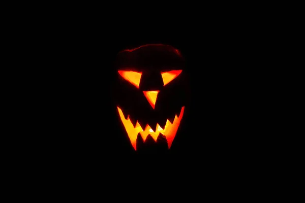 Glowing Fiery Jack Lantern Face Pumpkin Halloween — Stock Photo, Image