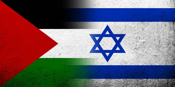 Bandeira Palestina Com Bandeira Nacional Israel Fundo Grunge — Fotografia de Stock