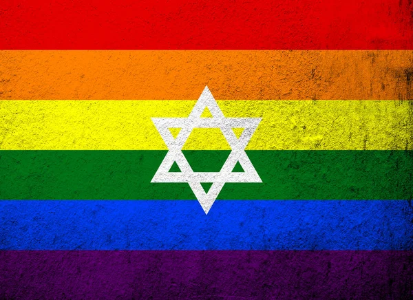 Флаг Израиля Радуга Лгбт Гордости Гранж Фон — стоковое фото