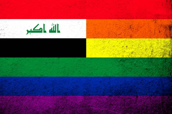 Iraq Rainbow Lgbt Pride Flag Grunge Background — Stock Photo, Image
