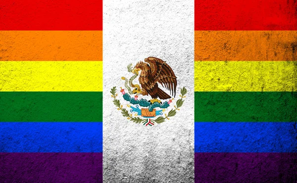 México Rainbow Bandera Del Orgullo Lgbt Fondo Grunge — Foto de Stock
