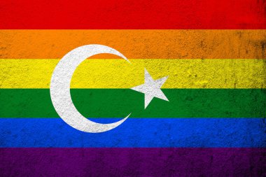 Türk Gökkuşağı LGBT gurur bayrağı. Grunge arkaplanı