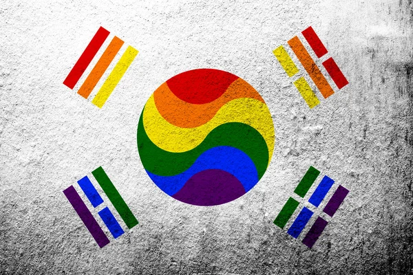 Южнокорейский Флаг Гордости Лгбт Гранж Фон — стоковое фото
