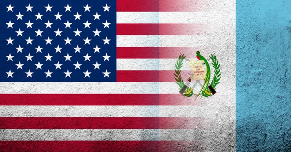 United States America Usa National Flag Guatemala National Flag Grunge — Stock Photo, Image