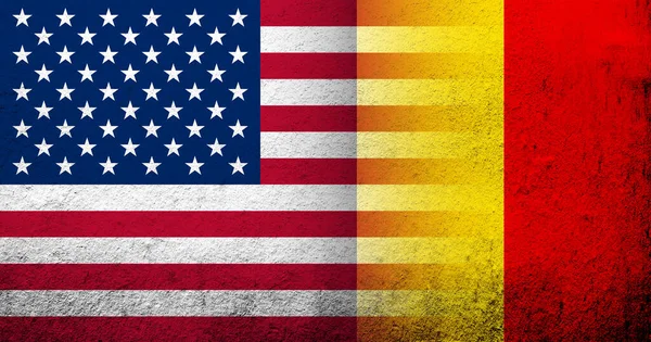 Amerikas Förenta Staters Nationella Flagga Med Konungariket Belgiens Nationella Flagga — Stockfoto