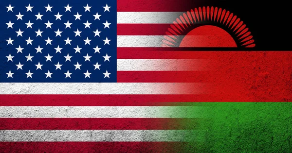 United States America Usa National Flag Malawi National Flag Grunge — Stock Photo, Image