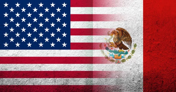 United States America Usa National Flag Mexico National Flag Grunge — Stock Photo, Image