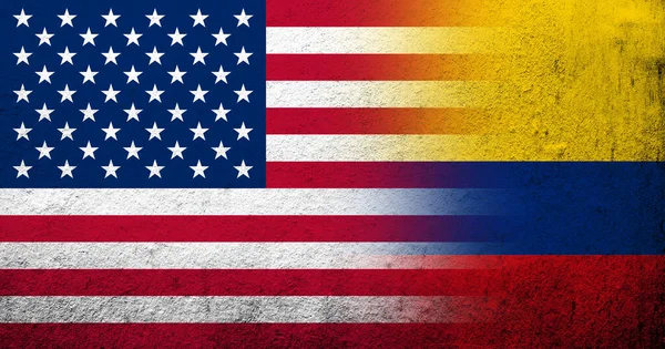 美利坚合众国 国旗上有哥伦比亚国旗 Grunge Background — 图库照片