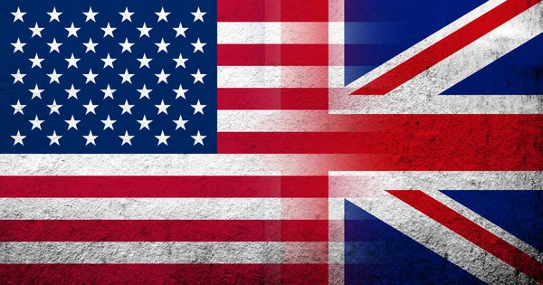 Amerikas Förenta Staters Usa Nationella Flagga Med Förenade Kungarikets Nationella — Stockfoto