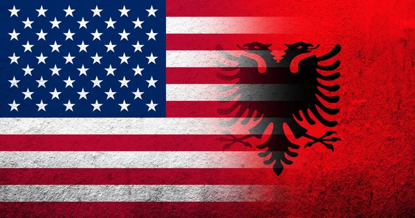United States America Usa National Flag Republic Albania Flag Grunge — Stock Photo, Image