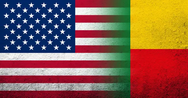 Amerikas Förenta Staters Usa Nationella Flagga Med Republiken Benin National — Stockfoto