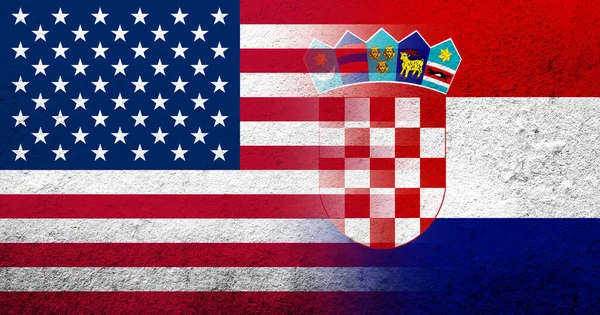 Spojené Státy Americké Usa Národní Vlajka Chorvatskem Národní Vlajka Grunge — Stock fotografie