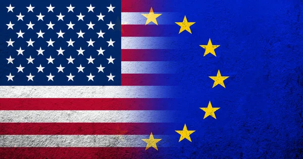 Spojené Státy Americké Usa Národní Vlajka Vlajkou Evropské Unie Grunge — Stock fotografie