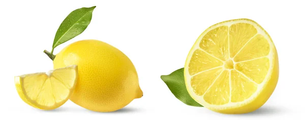 Ein Kreatives Set Mit Frischen Reifen Rohen Zitronen Mit Grünen — Stockfoto