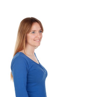 Mavi Jersey çekici genç kadın