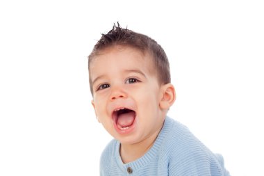 Mavi kazaklı oğlan bebek