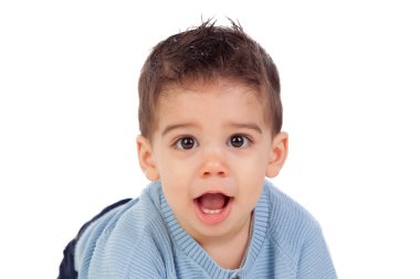 Mavi kazaklı oğlan bebek