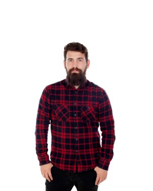 Uzun sakallı yakışıklı adam