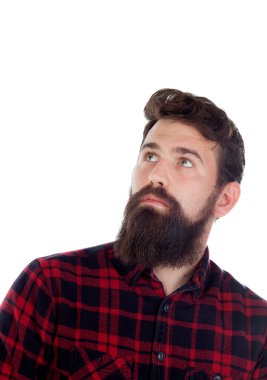 ararken düşünceli yakışıklı adam