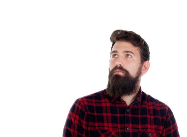 ararken düşünceli yakışıklı adam