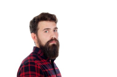 Uzun sakallı yakışıklı adam  