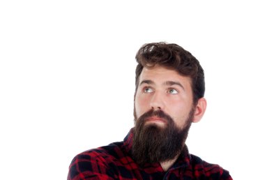 Ararken uzun sakallı yakışıklı adam