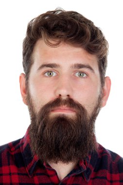 Uzun sakallı yakışıklı adam