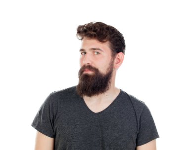 Uzun sakallı yakışıklı adam 