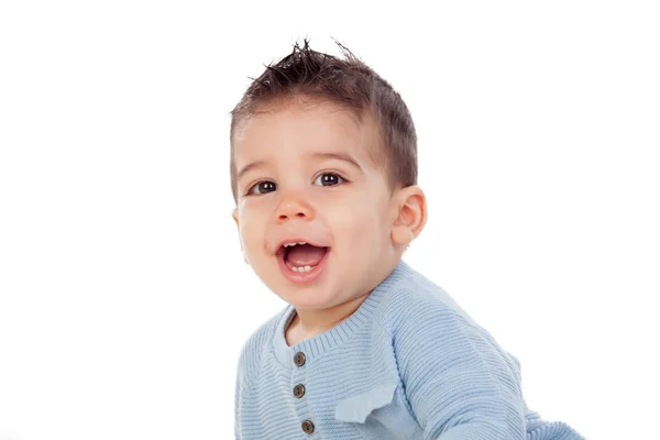 Adorable baby boy in blue sweater — Stock Photo, Image