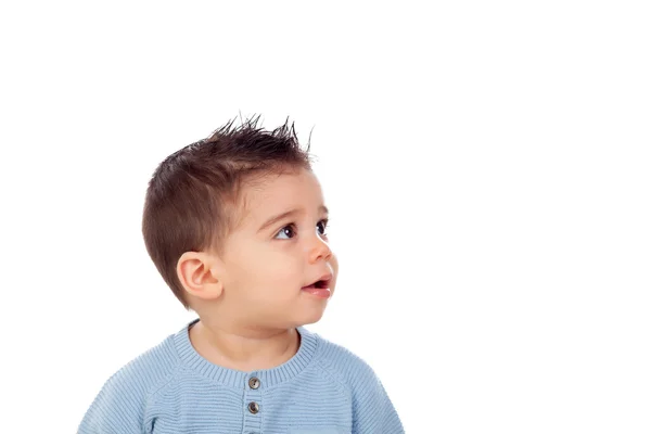 Adorable baby boy in blue sweater — Stock Photo, Image