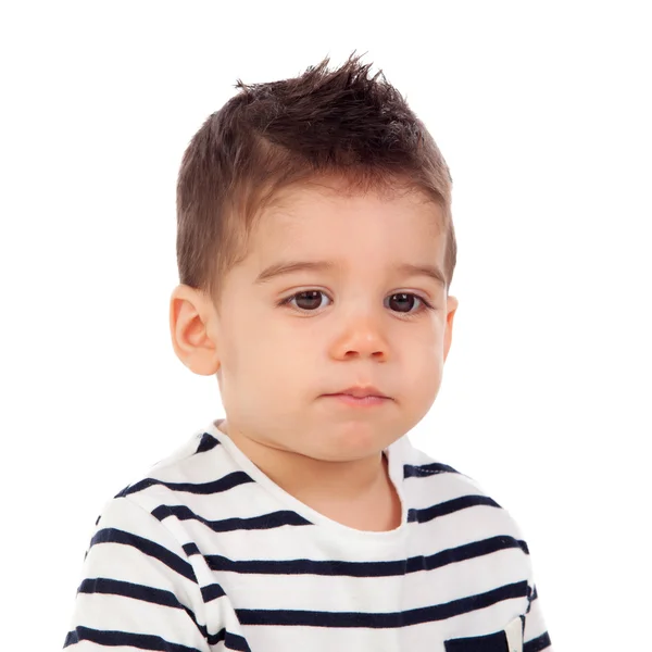 Adorable baby boy in striped t-shirt — Stock Photo, Image