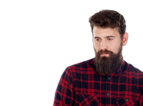 Uomo bello pensieroso con la barba lunga — Foto Stock