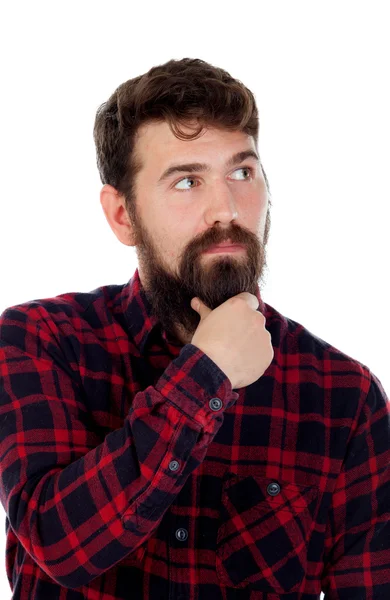 Hombre guapo pensativo con barba larga — Foto de Stock