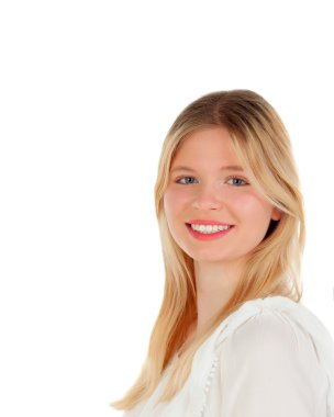 güzel sarışın kız gülümseyerek