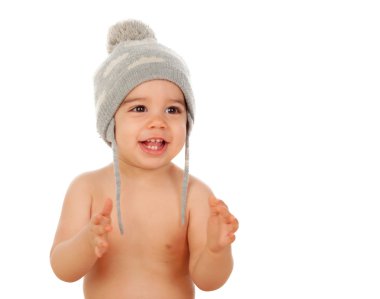 Bebek çocuk yün şapkalı