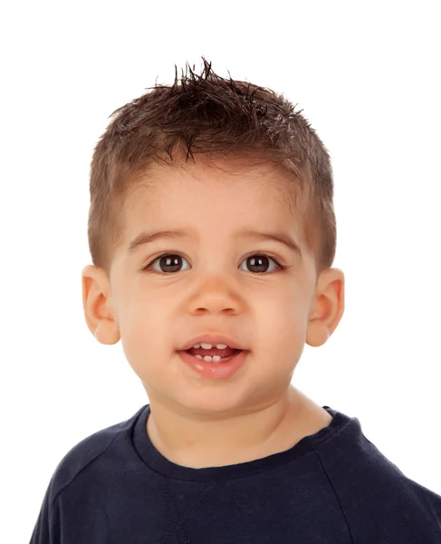 Adorable baby boy in blue t-shirt — Stock Photo, Image