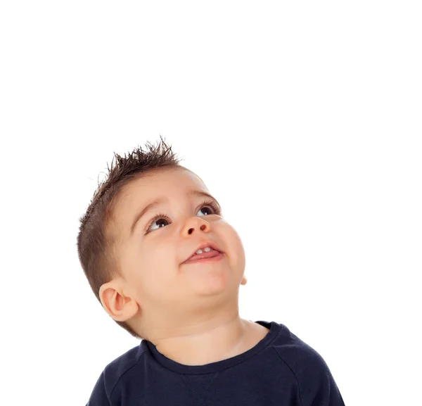 Entzückender kleiner Junge im blauen T-Shirt — Stockfoto