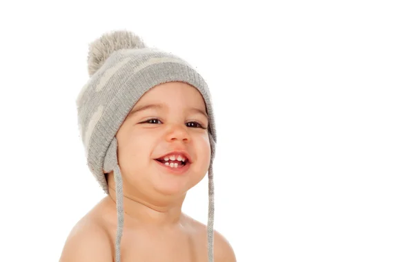 Adorable baby boy in wool cap — Stock Photo, Image
