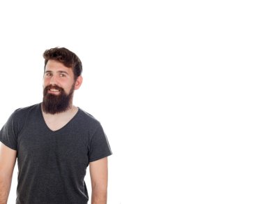 Uzun sakallı yakışıklı adam   