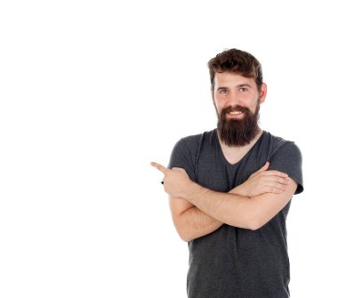 Düşünceli erkek uzun sakallı 