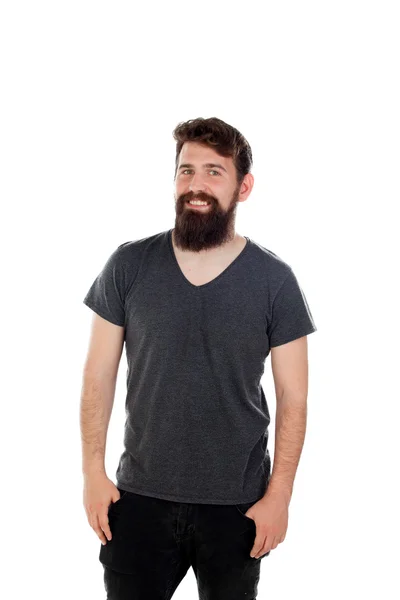 Homem bonito com barba longa — Fotografia de Stock