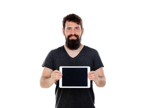 Junger Mann mit digitalem Tablet — Stockfoto