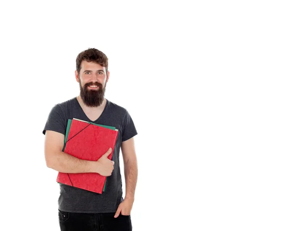 Studente uomo con lunga barba — Foto Stock