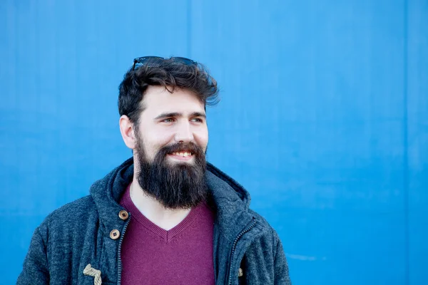 Casual hipster man with long beard — Stock Photo, Image