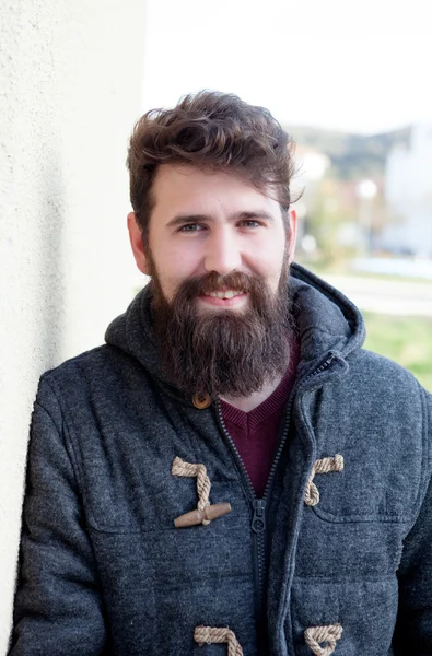 Casual hipster man with long beard — Stock Photo, Image