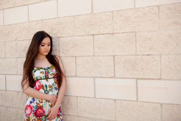 Brunette meisje met lang haar — Stockfoto