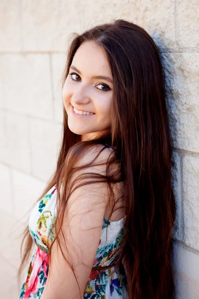 Brunette girl with long hair — Stock Photo, Image