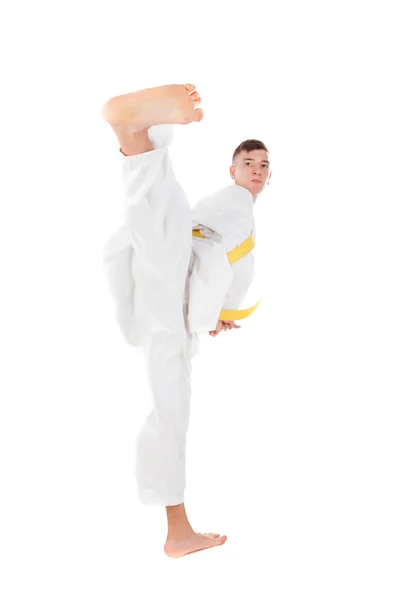 Slim guy practicing martial art — Stock Photo, Image