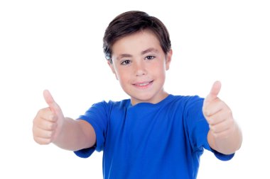 Komik çocuk on yaşında ve mavi t-shirt 