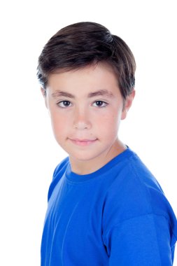 Komik çocuk on yaşında ve mavi t-shirt 